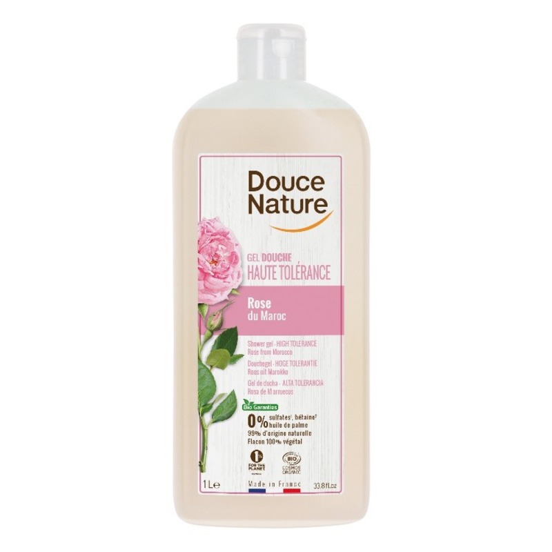 БИО Душ-гел с розова вода за чувствителна кожа Douce Nature 1л.