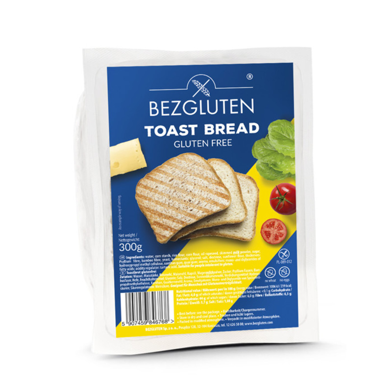 Бял хляб за тостер Без глутен Bezgluten 300 гр.