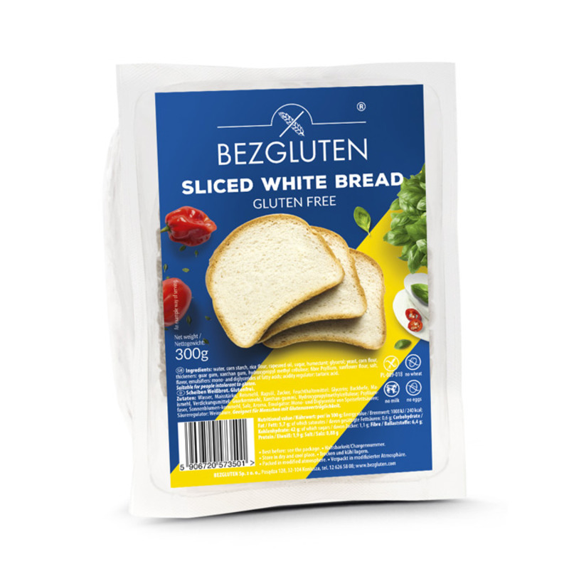 Бял хляб слайс Без глутен Bezgluten 300 гр.
