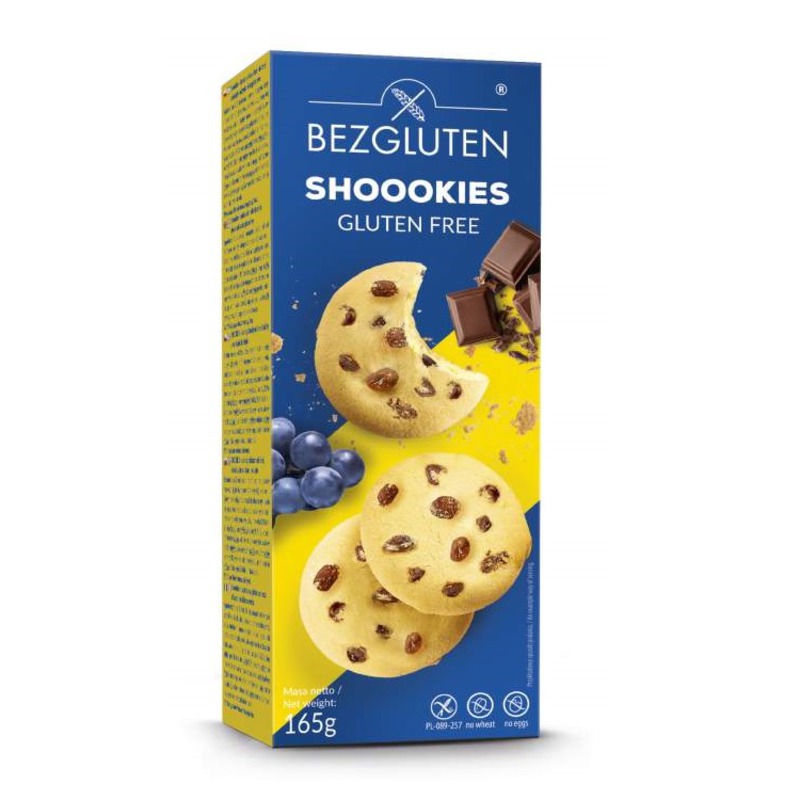 Бисквити с шоколадови парченца и стафиди Без глутен Bezgluten 165 гр.