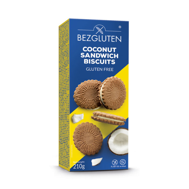 Бисквити с кокосов пълнеж Без глутен Bezgluten 210 гр.